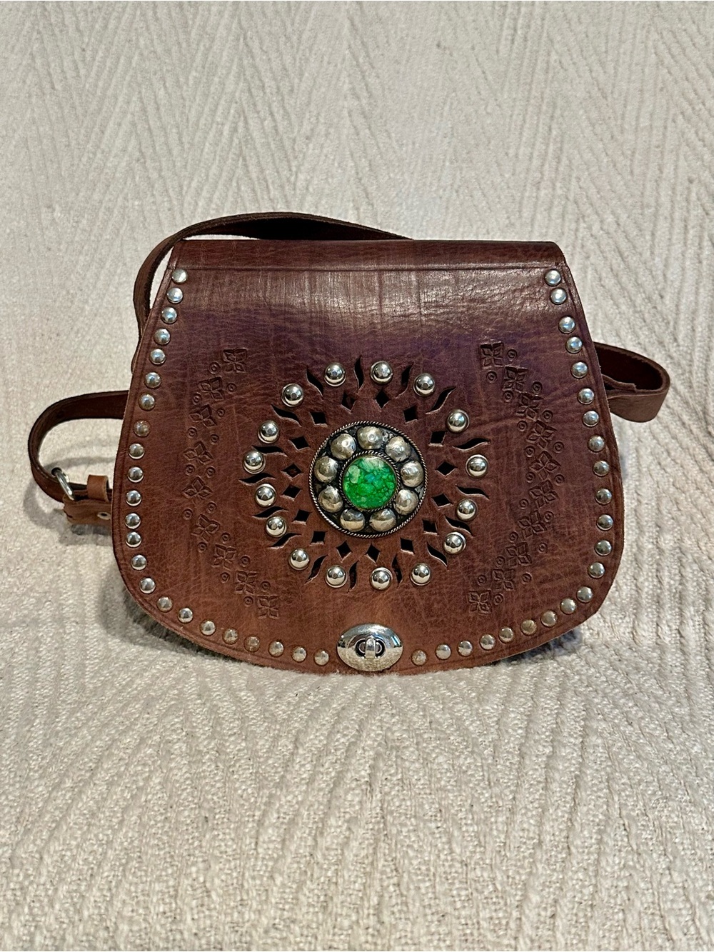 Vintage Moroccan Leather Crossbody Bag